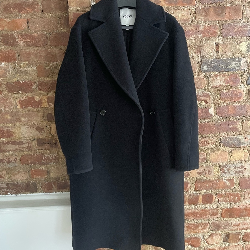 OVERSIZED DOUBLE-BREASTED MANTECO WOOL LONG COAT